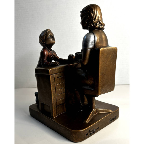 Authentic Austin Mixed Metal Sculpture Teacher's Pet AP3963 Made USA **HEAVY** - Picture 3 of 10